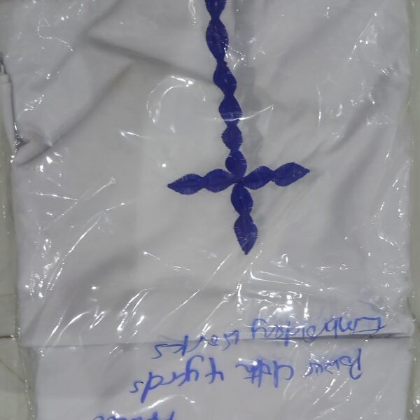 Power cloth [ASO AGBARA] with blue embroidery crosses [ 4 yards]